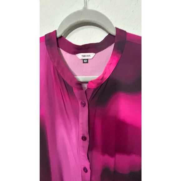 The Kit. Cobie Shirtdress Love Haze Lightweight Crepe Button Down Pink Sz 10 Md - Picture 5 of 10